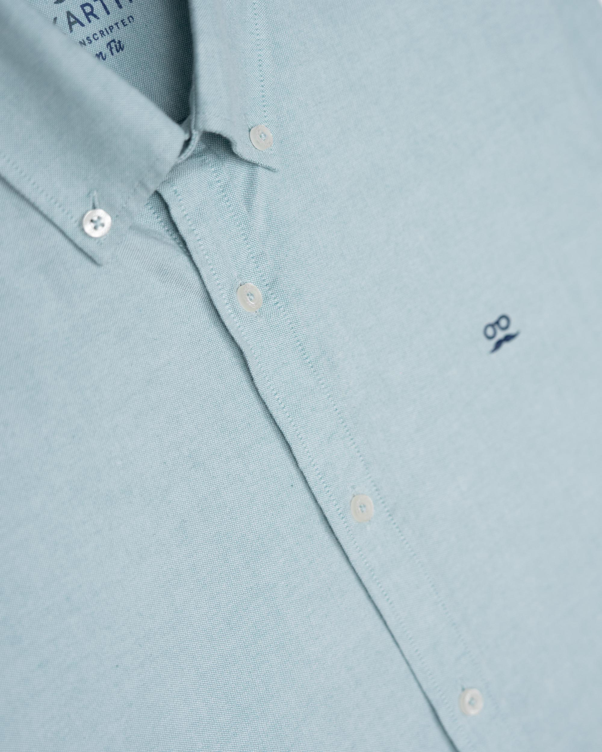 Imagen 4 de Camisa oxford de hombre slim de manga larga - Makarthy - Azul celeste Azul celeste