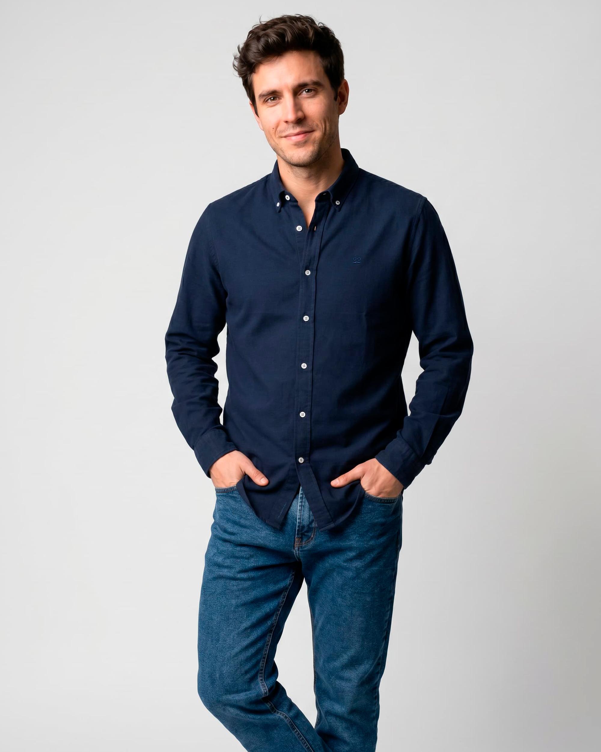 Imagen 1 de Camisa oxford de hombre slim de manga larga - Makarthy - Azul Azul