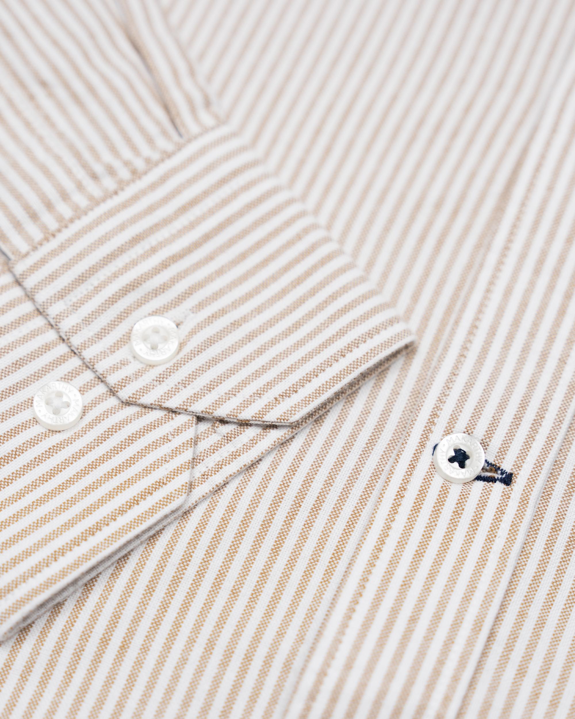 Imagen 4 de Camisa oxford de hombre slim con estampado de rayas - Makarthy - Avellana Avellana