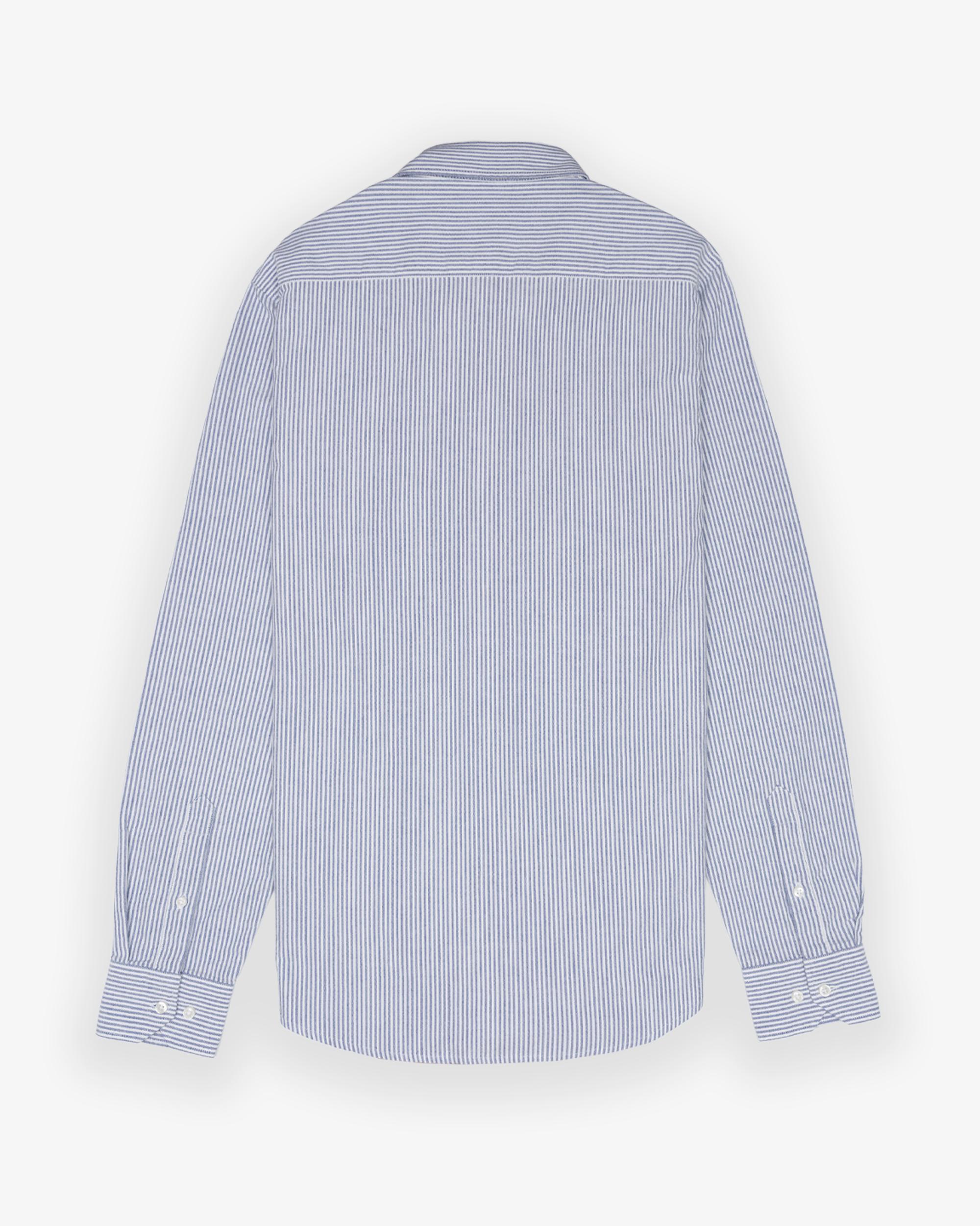Imagen 2 de Camisa oxford de hombre slim con estampado de rayas - Makarthy - Azul marino Azul marino