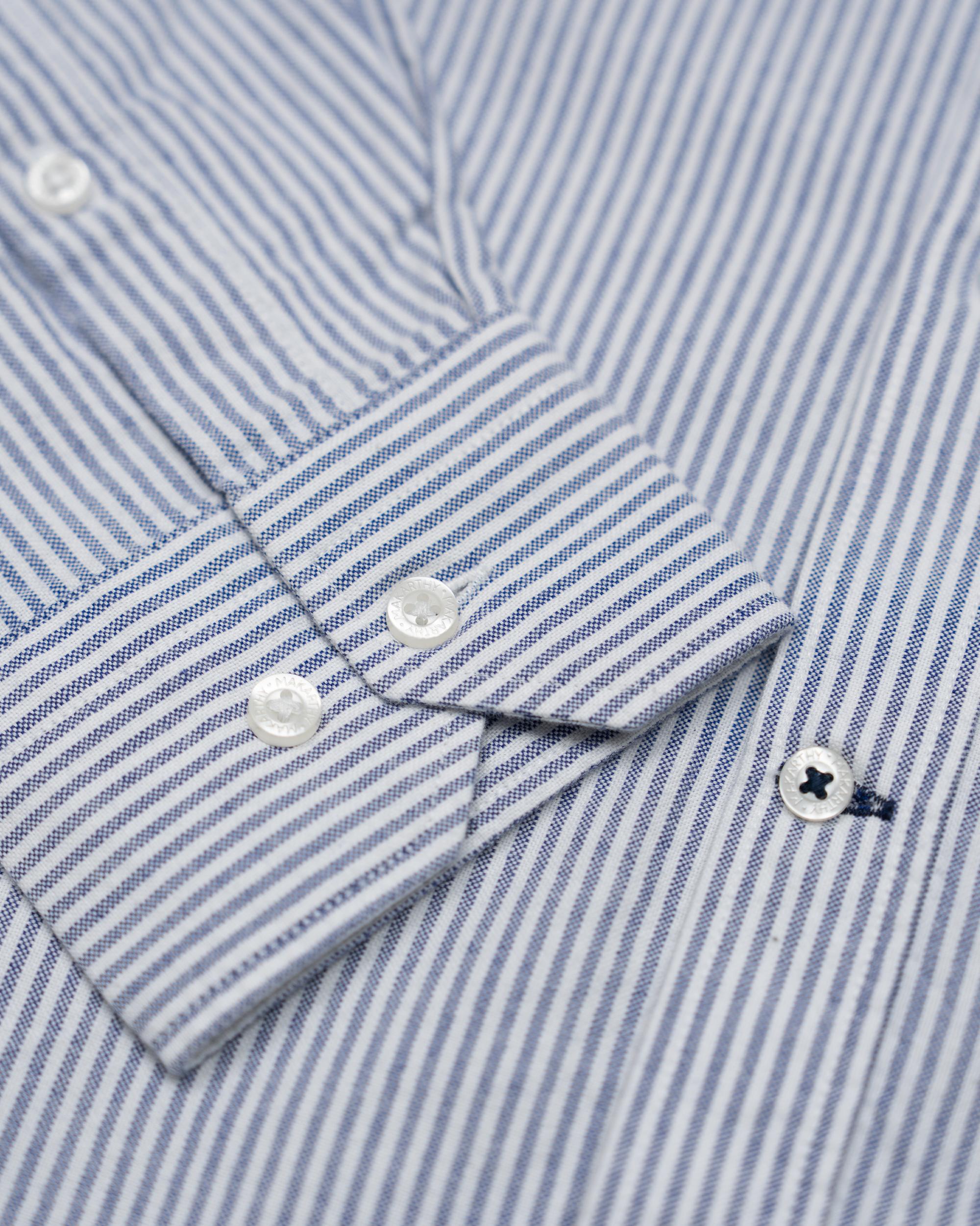 Imagen 4 de Camisa oxford de hombre slim con estampado de rayas - Makarthy - Azul marino Azul marino