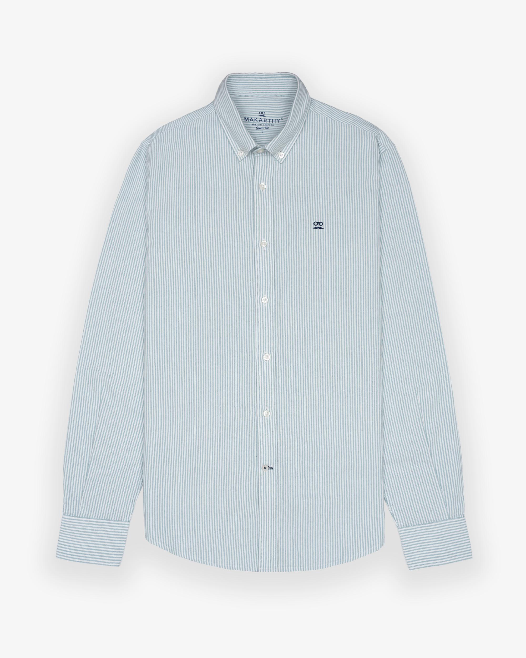 Imagen 3 de Camisa oxford de hombre slim con estampado de rayas - Makarthy - Humo Humo