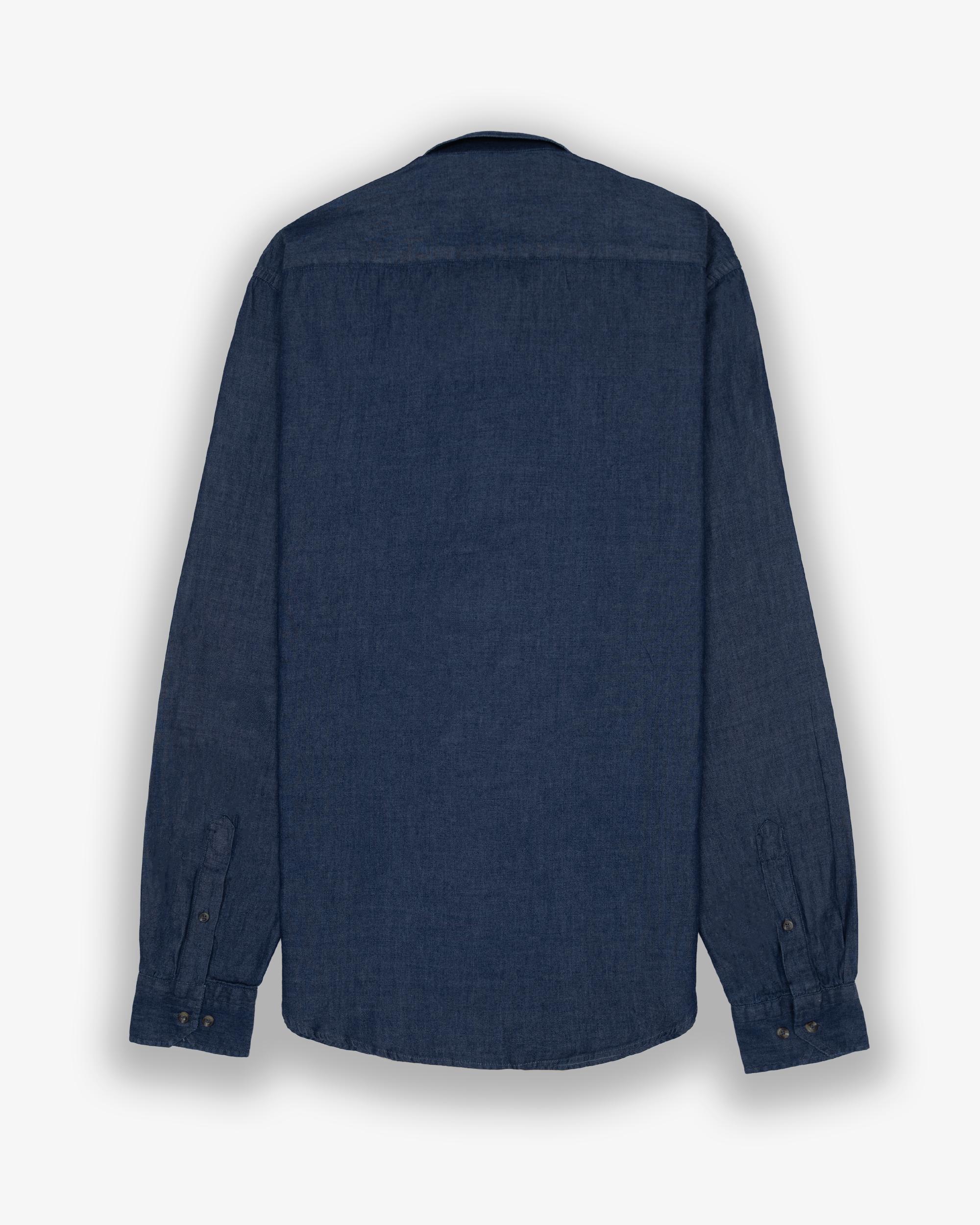 Imagen 3 de Camisa de hombre slim con cuello italiano - Makarthy - Índigo Índigo