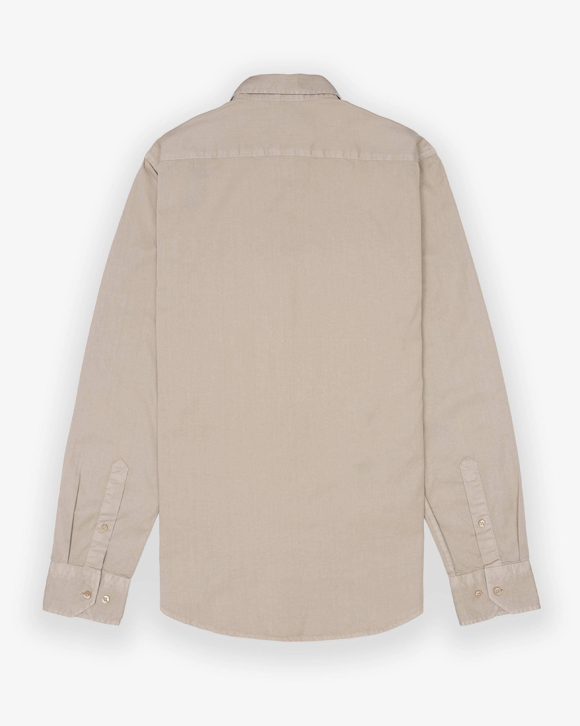 Camisa de hombre regular con cuello italiano - Makarthy - Beige Beige-2