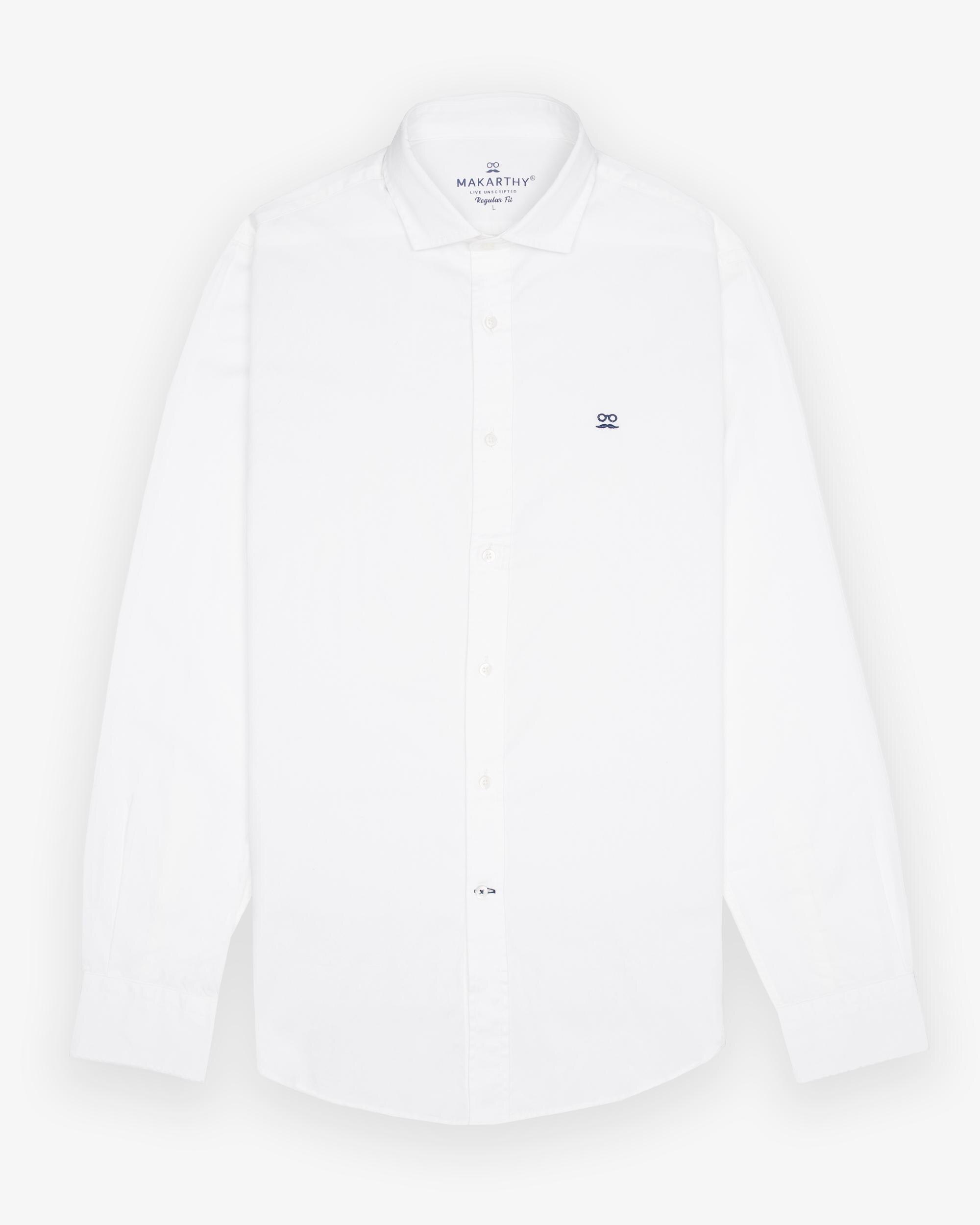 Camisa de hombre regular con cuello italiano - Makarthy - Blanco Blanco-3