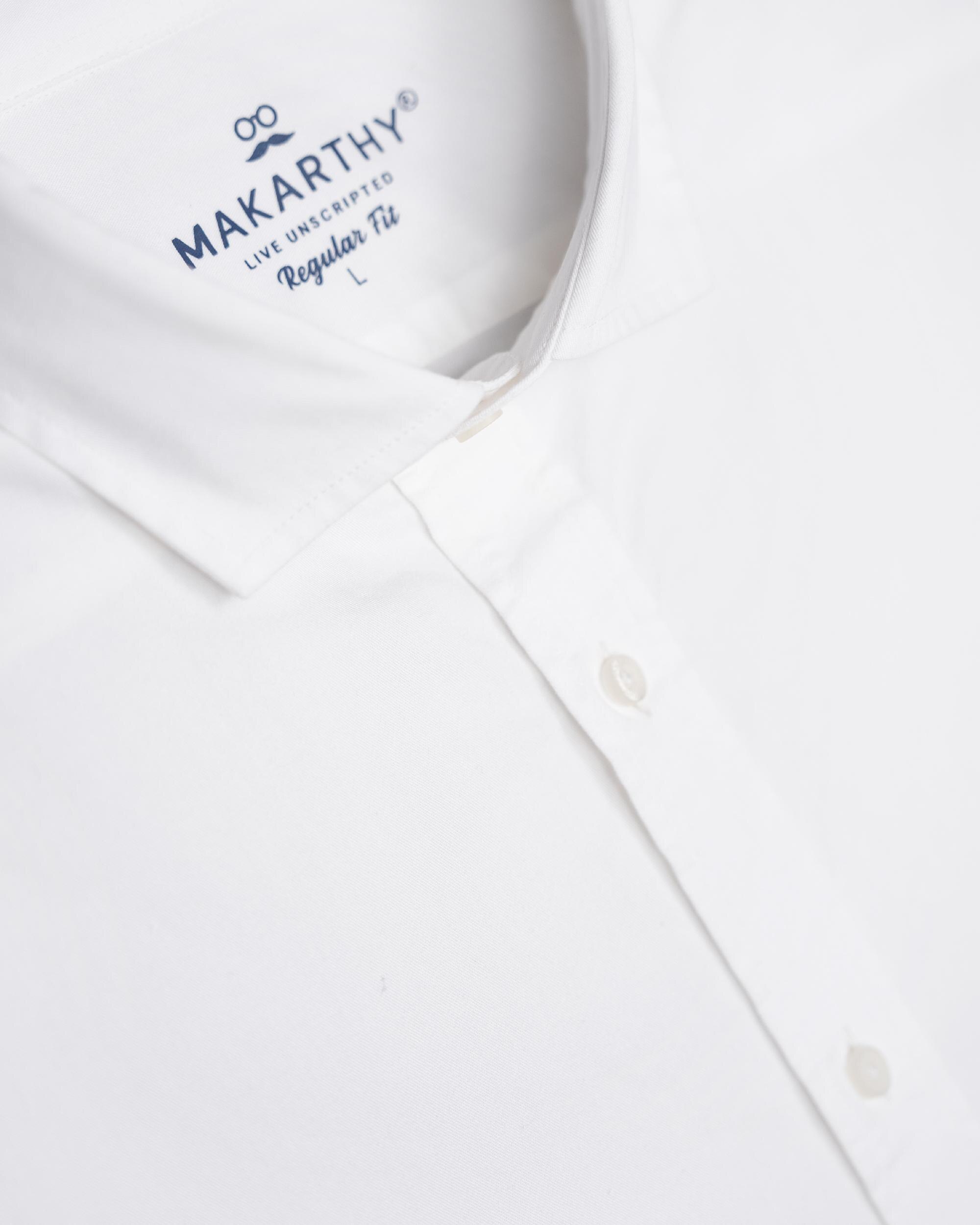 Camisa de hombre regular con cuello italiano - Makarthy - Blanco Blanco-4