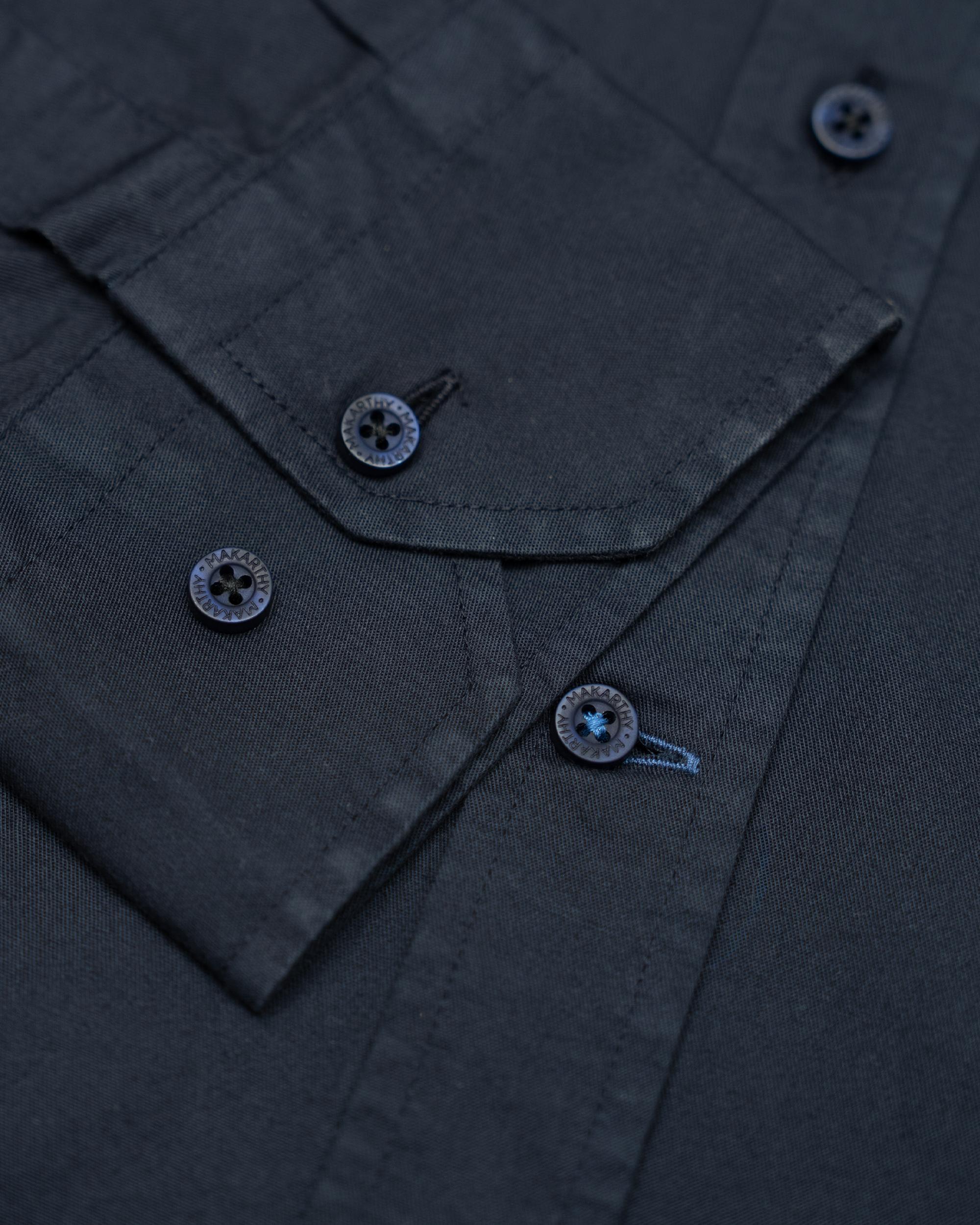 Camisa de hombre regular con cuello italiano - Makarthy - Azul Azul-4