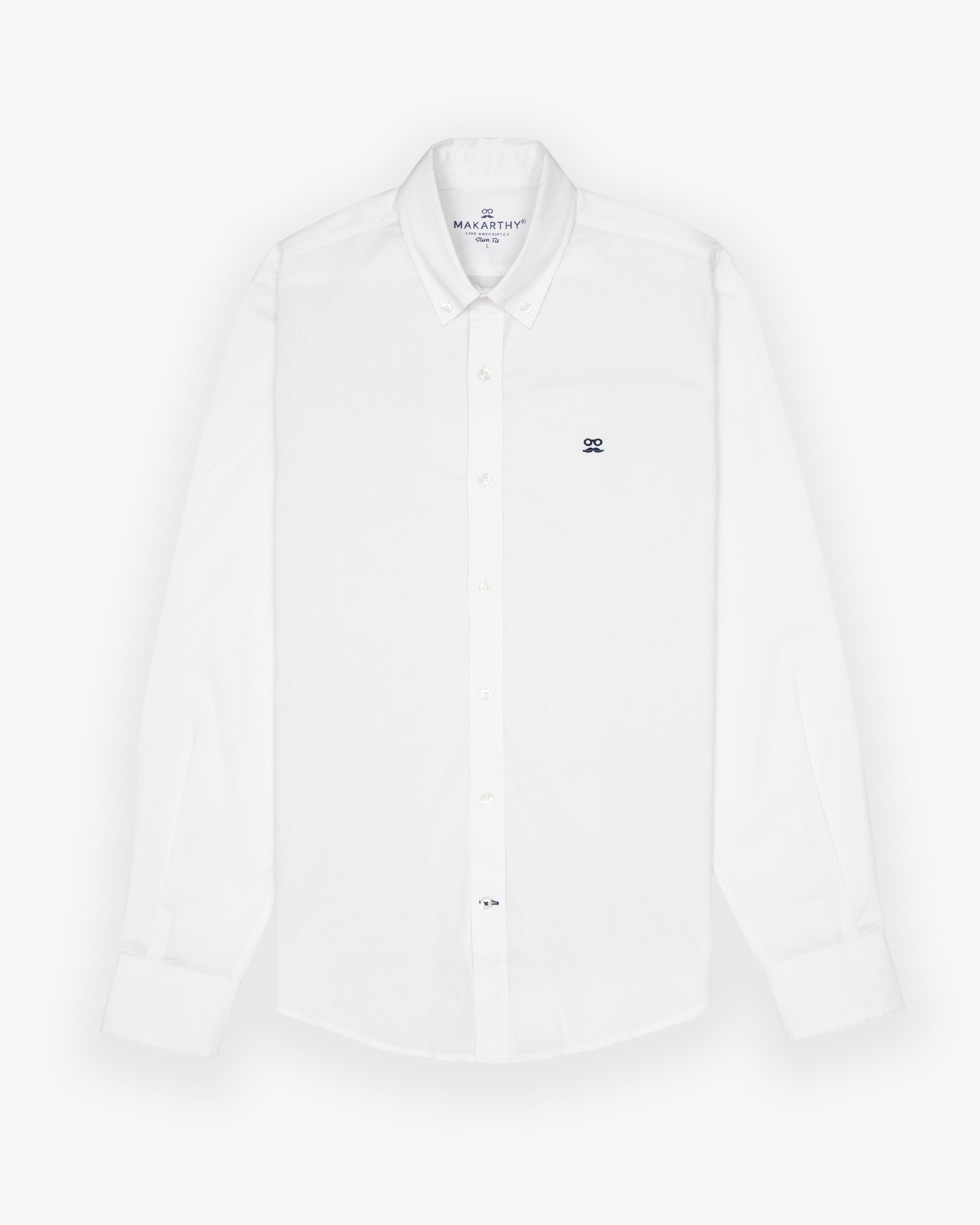 Imagen 3 de Camisa de hombre slim con tejido fil a fil - Makarthy - Blanco Blanco
