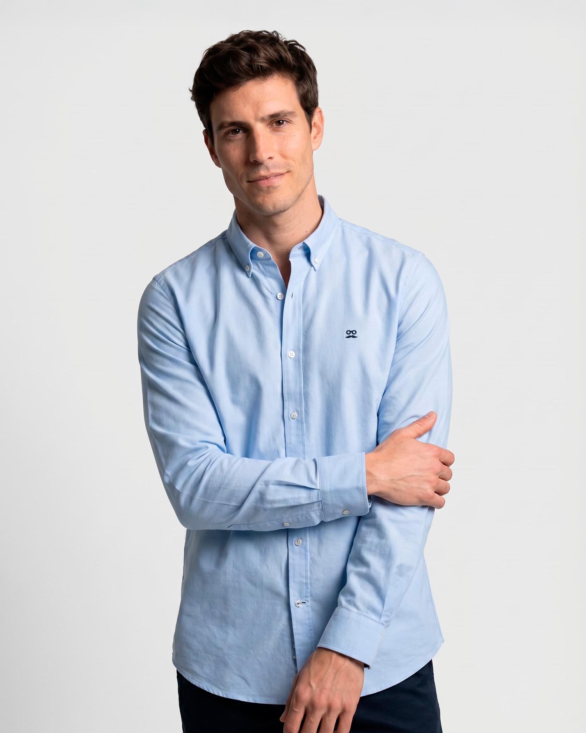Imagen 1 de Camisa de hombre slim con tejido fil a fil - Makarthy - Azul celeste Azul celeste