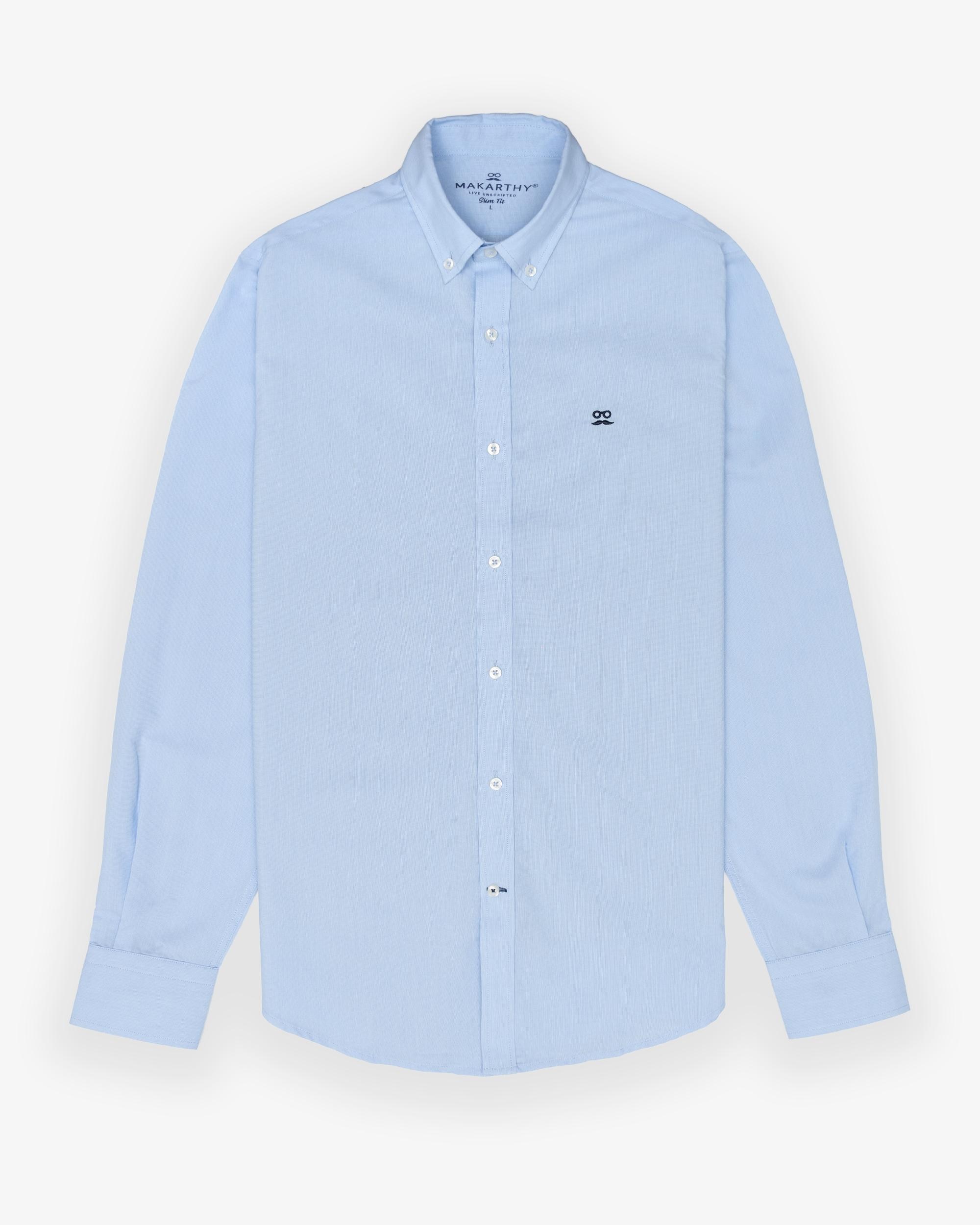 Imagen 3 de Camisa de hombre slim con tejido fil a fil - Makarthy - Azul celeste Azul celeste