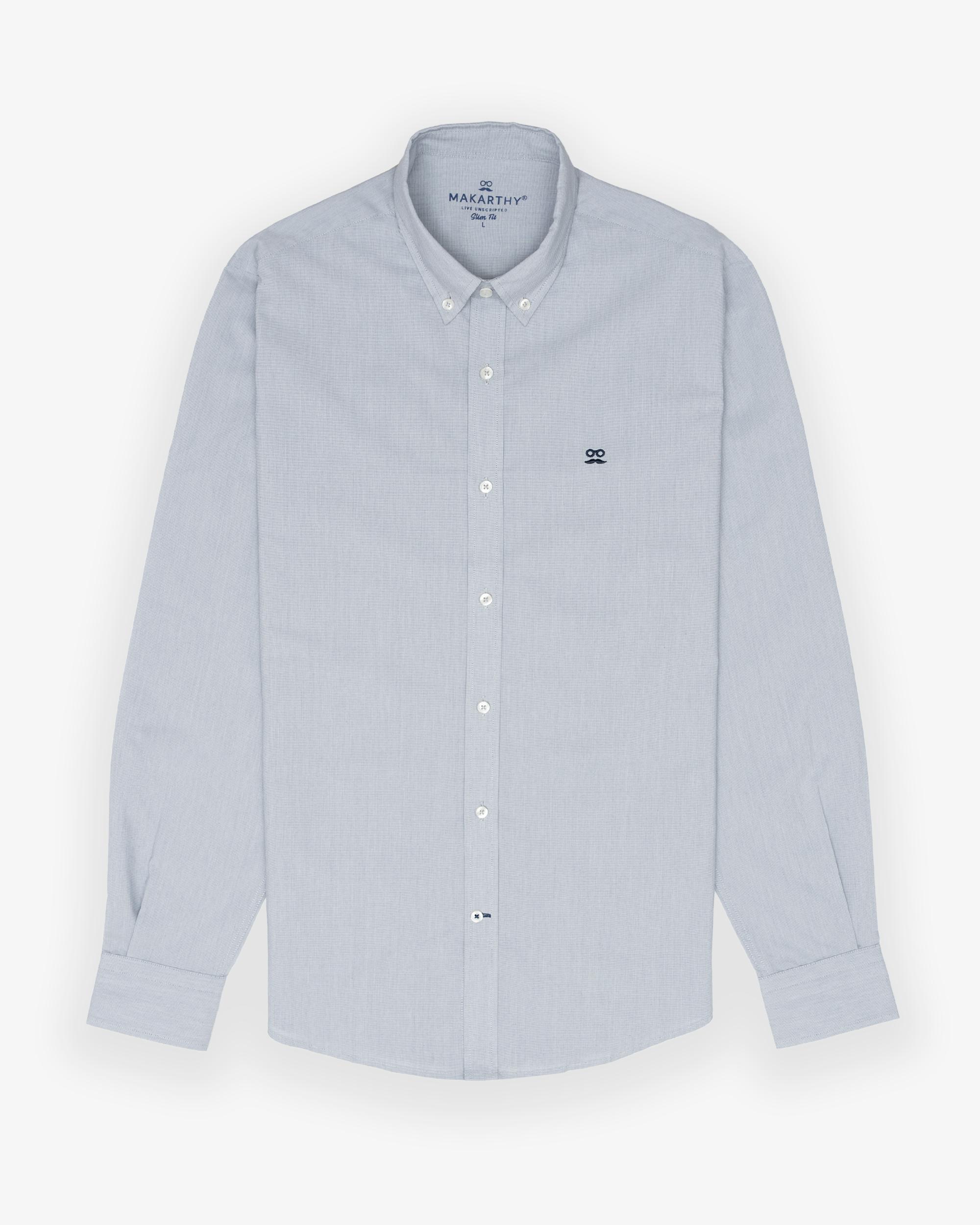 Imagen 3 de Camisa de hombre slim con tejido fil a fil - Makarthy - Gris Gris