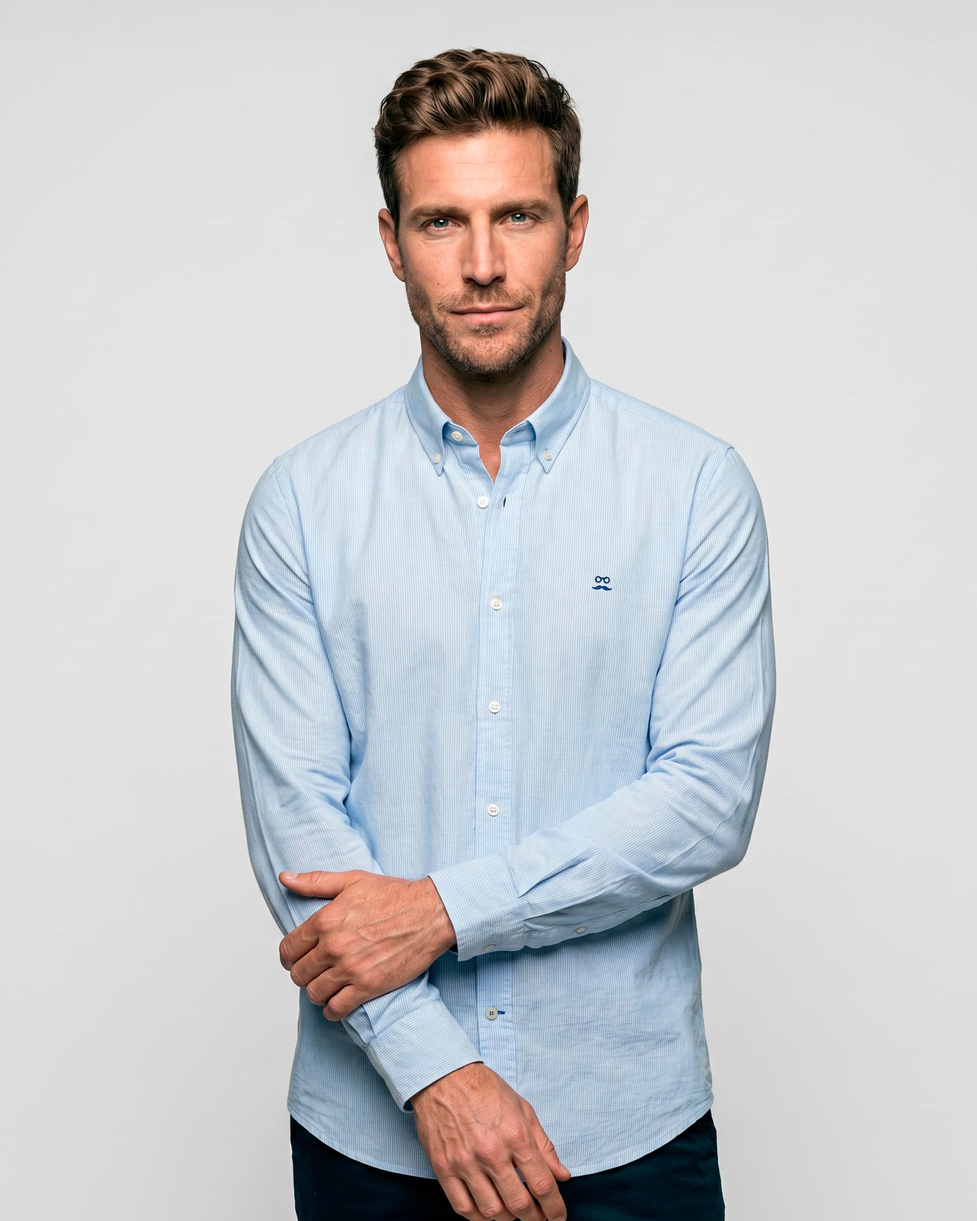 Imagen 1 de Camisa de hombre slim de manga larga Azul celeste