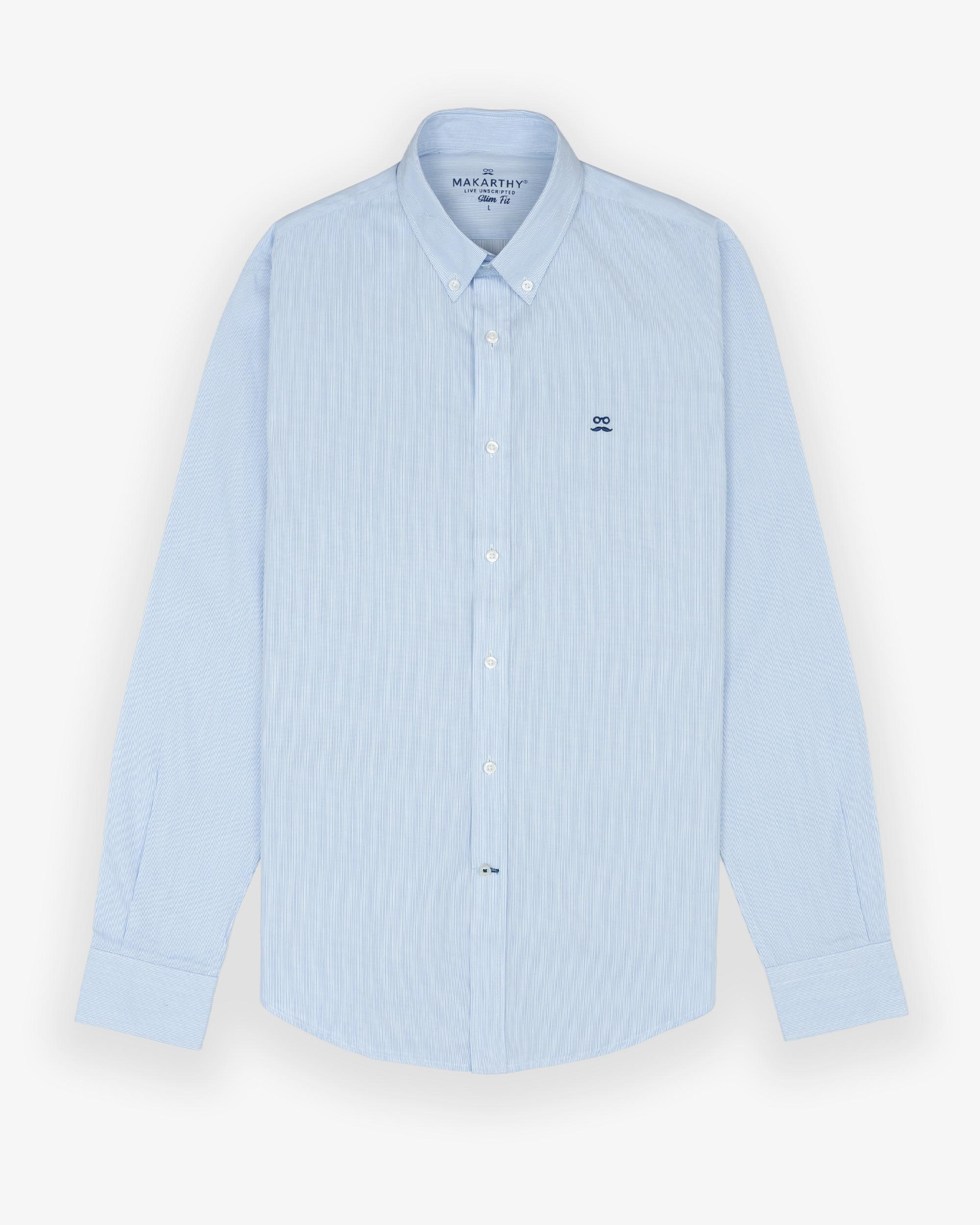 Imagen 3 de Camisa de hombre slim de manga larga - Makarthy - Azul celeste Azul celeste