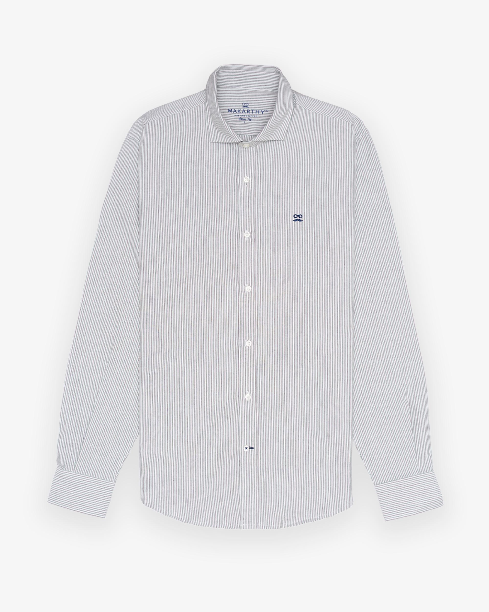 Imagen 3 de Camisa de hombre slim con cuello italiano - Makarthy - Verde Verde