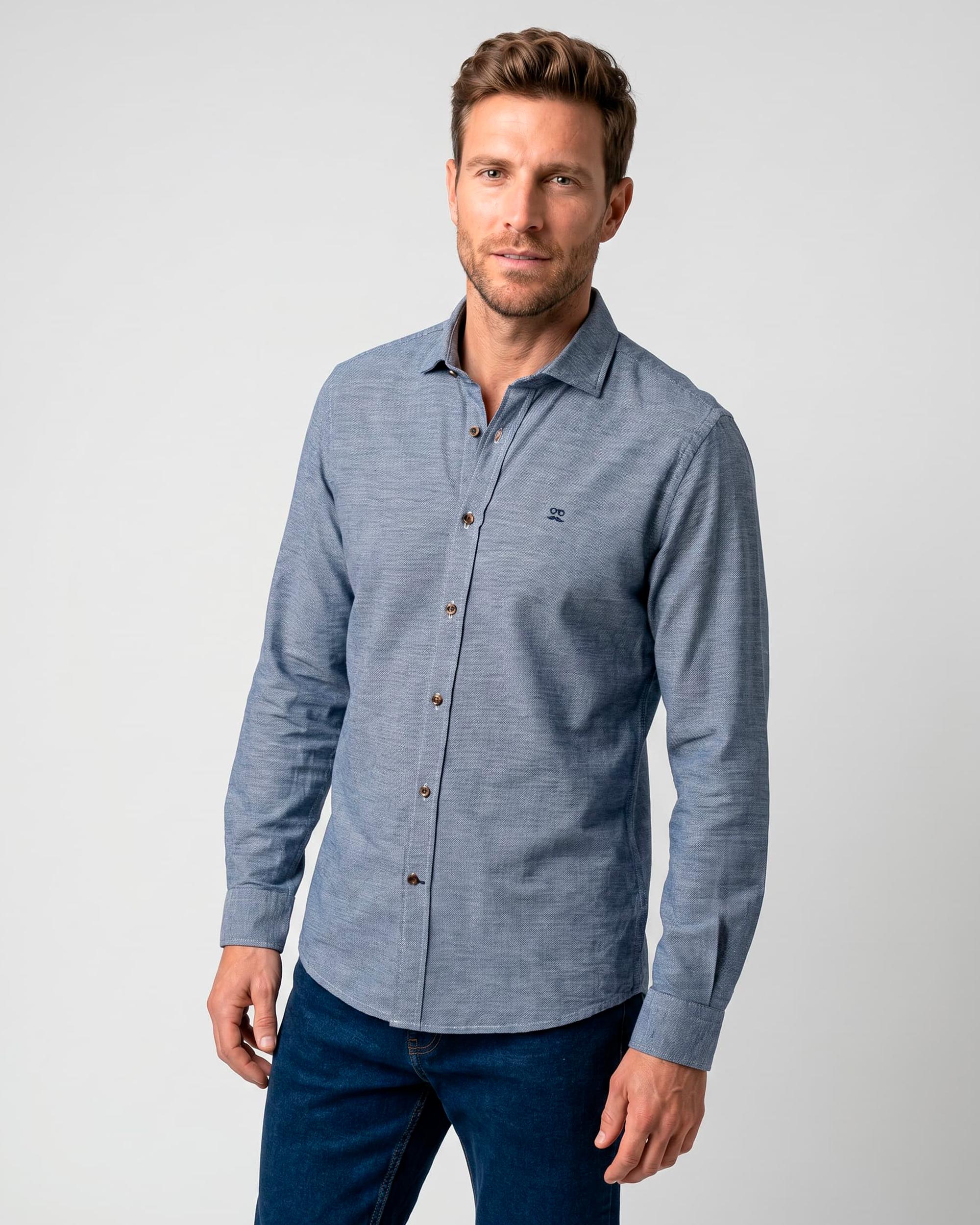 Imagen 1 de Camisa de hombre slim con estampado de cuadros - Makarthy - Azul / Blanco Azul / Blanco