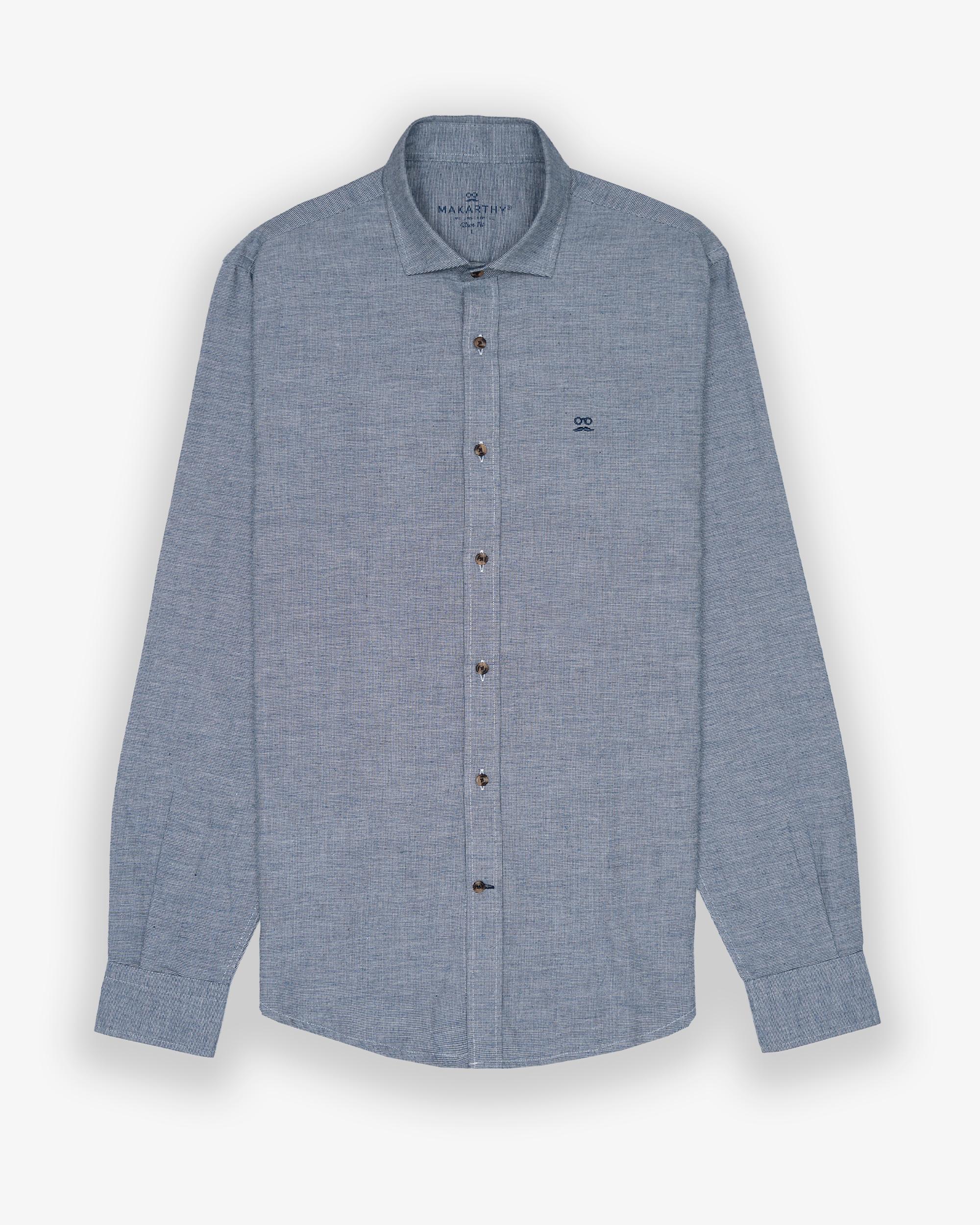 Imagen 3 de Camisa de hombre slim con estampado de cuadros - Makarthy - Azul / Blanco Azul / Blanco