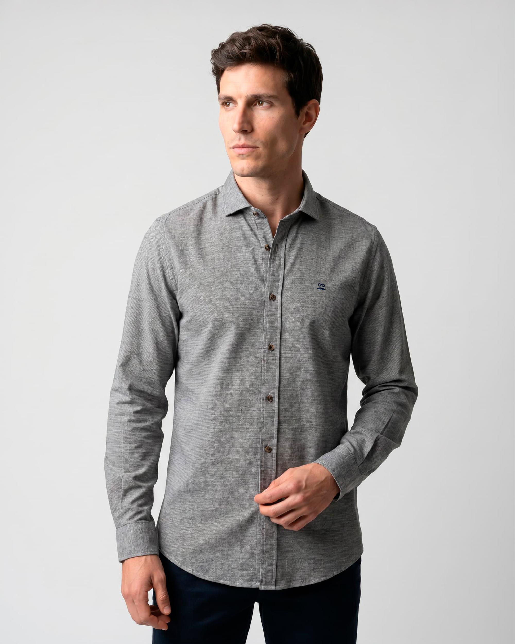 Imagen 1 de Camisa de hombre slim con estampado de cuadros - Makarthy - Blanco Blanco
