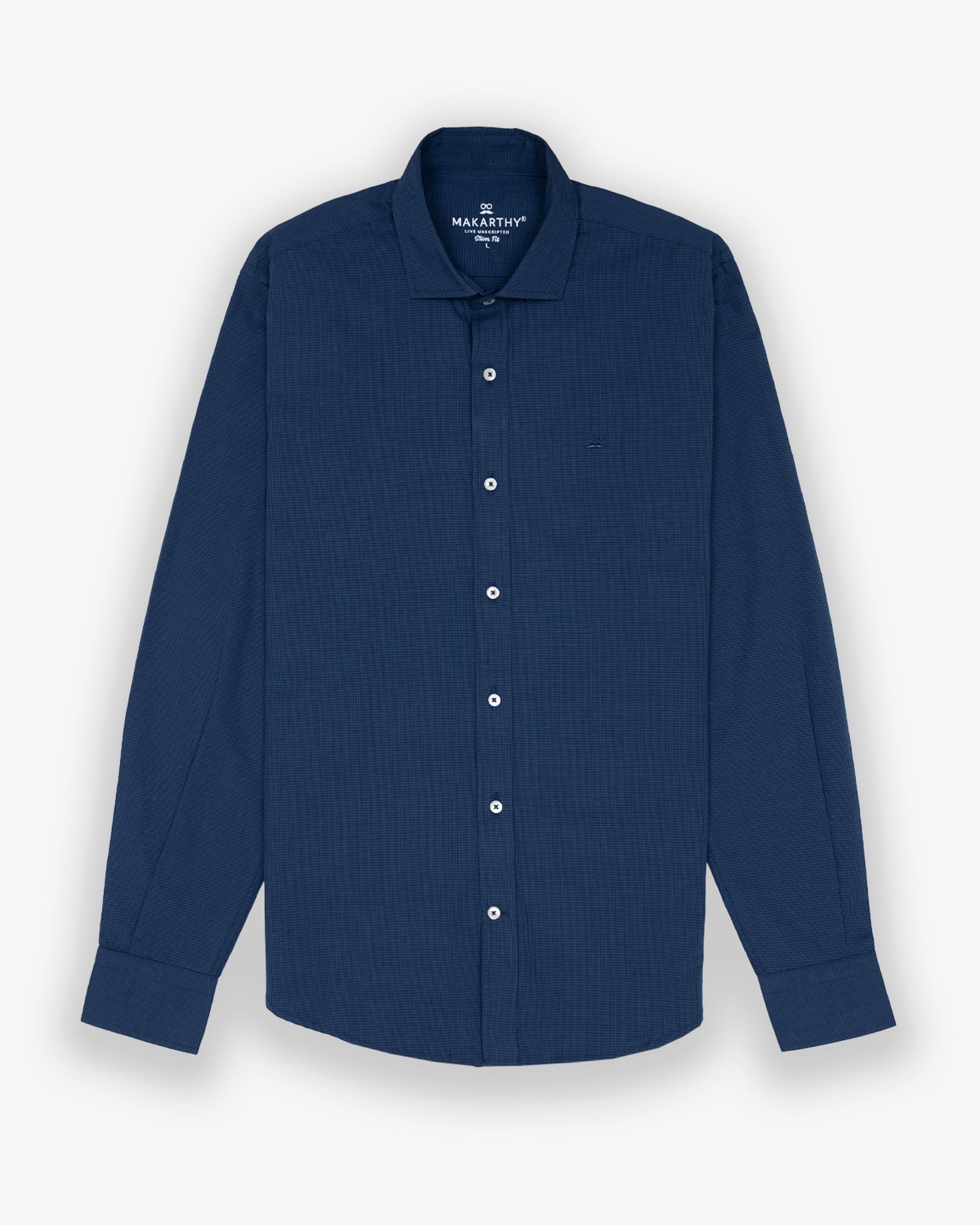 Imagen 3 de Camisa de hombre slim con estampado de cuadros - Makarthy - Azul Azul