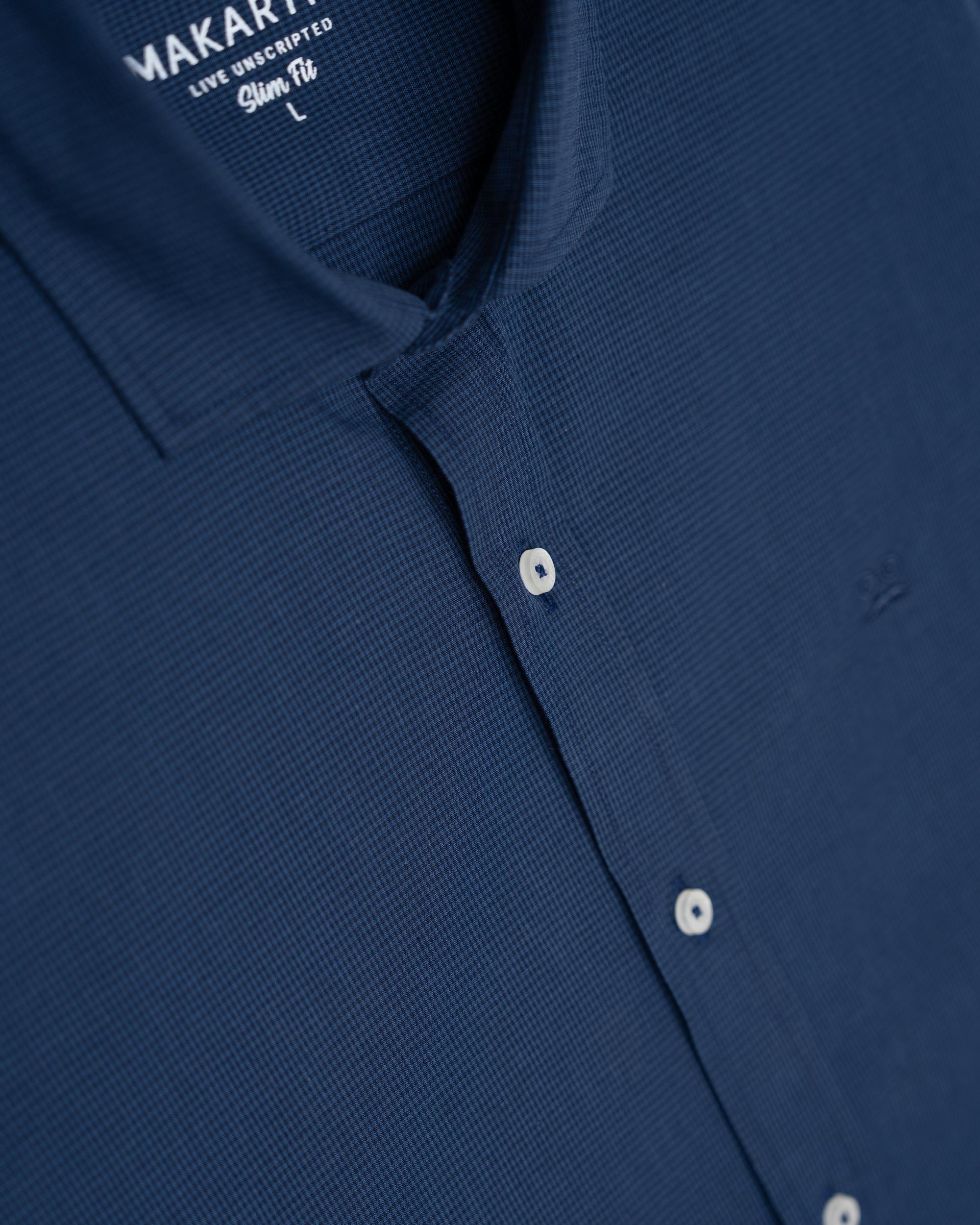 Imagen 4 de Camisa de hombre slim con estampado de cuadros - Makarthy - Azul Azul
