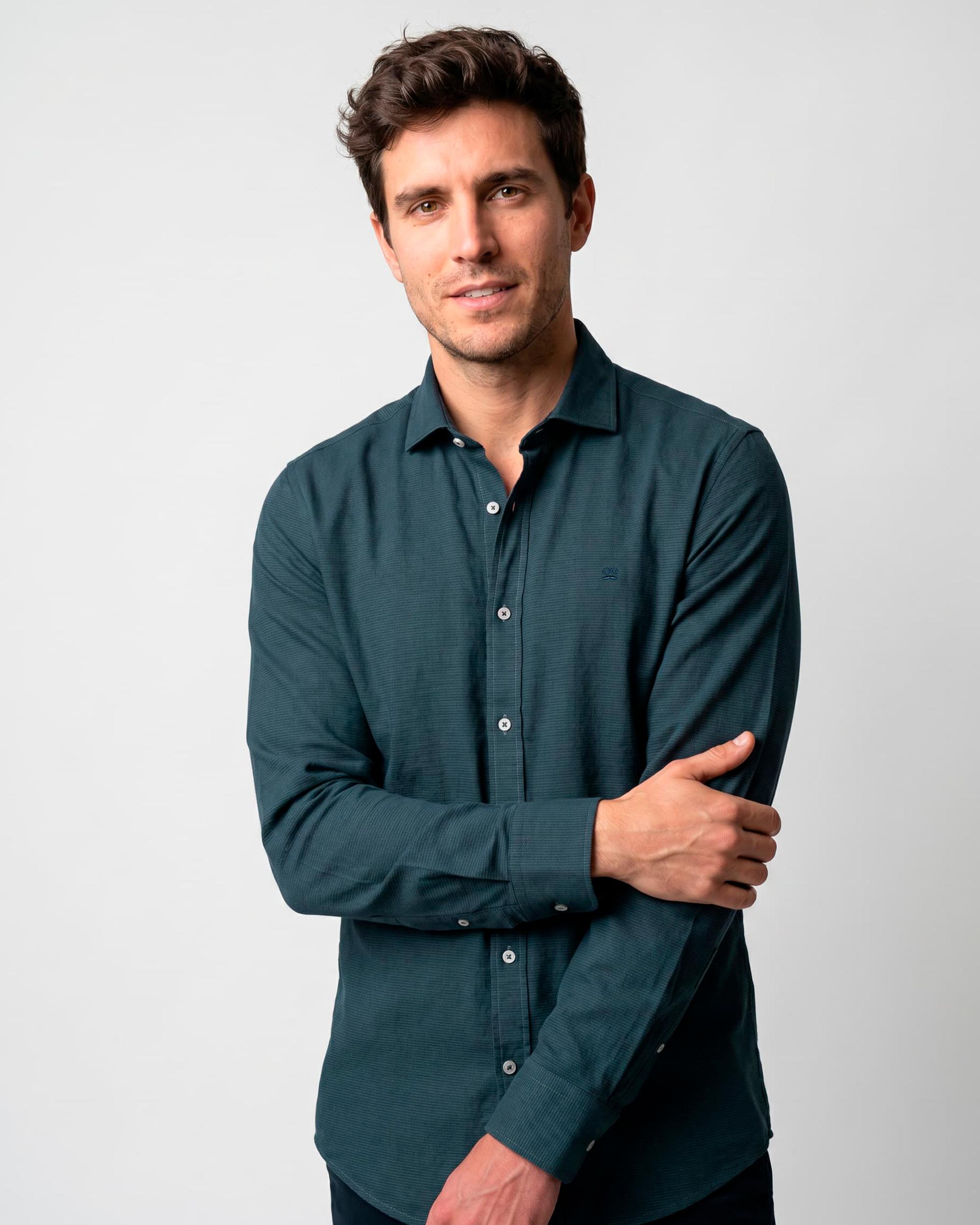 Imagen 1 de Camisa de hombre slim con estampado de cuadros - Makarthy - Verde Verde