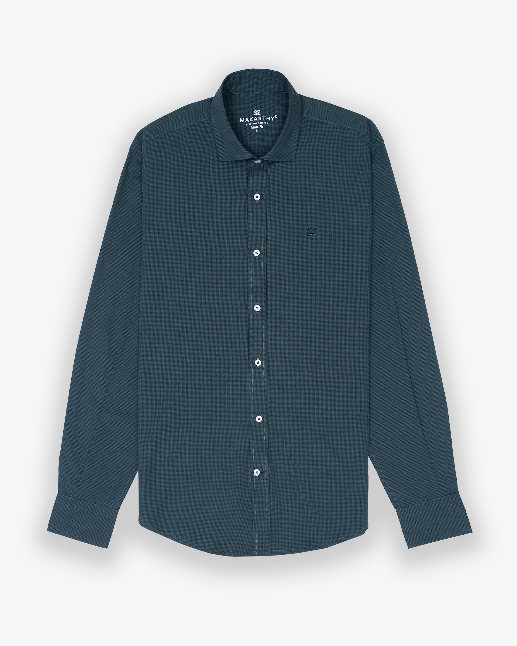 Imagen 3 de Camisa de hombre slim con estampado de cuadros - Makarthy - Verde Verde