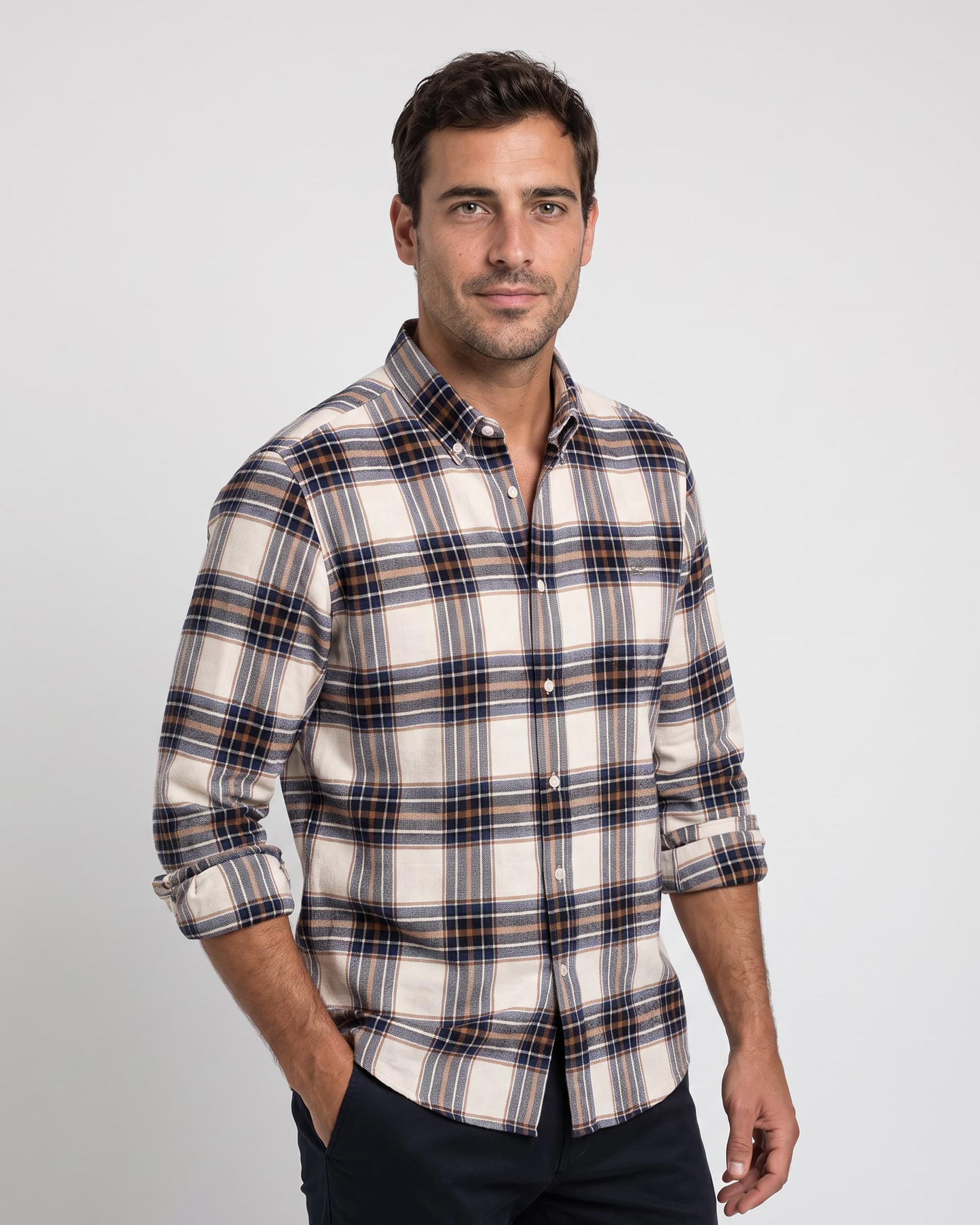 Imagen 1 de Camisa de hombre slim con cuadros y tejido tartán Multicolor