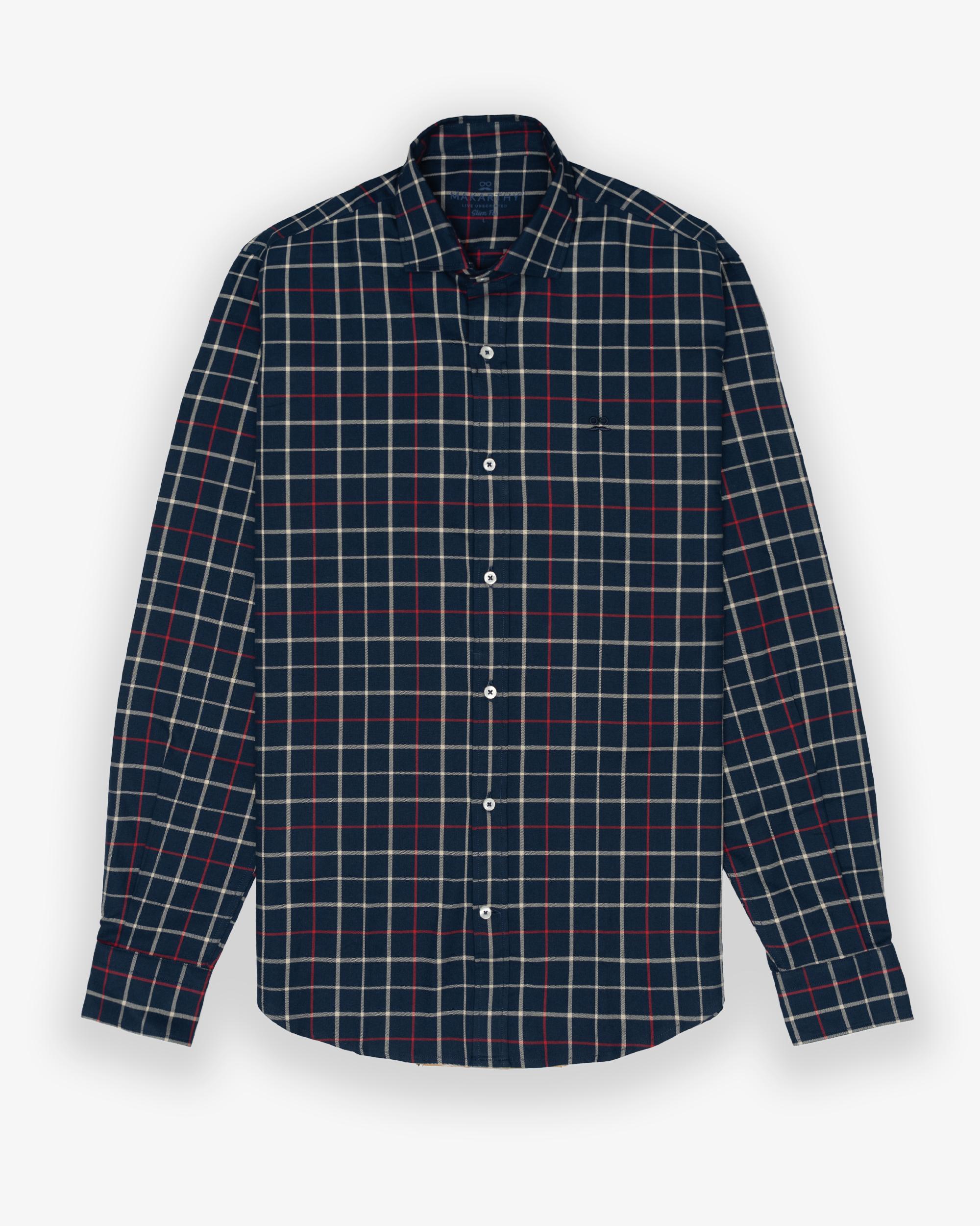 Imagen 3 de Camisa de hombre slim con cuadros tartán - Makarthy - Granate Granate