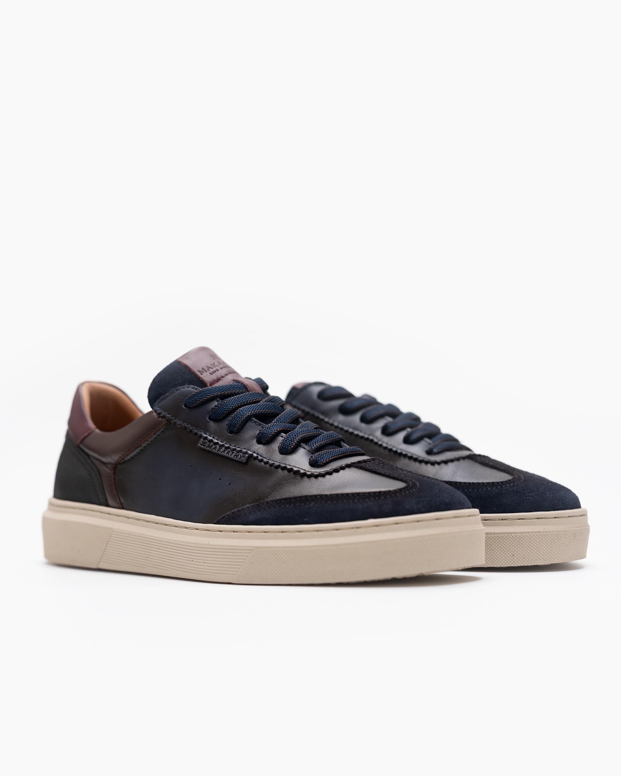 Imagen 3 de Zapatillas de vestir de hombre de piel con cordones - Makarthy - Azul marino Azul marino