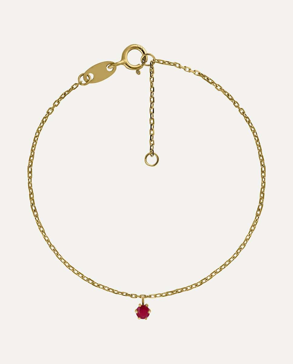 Pulsera cadena de oro 9k con garra montada en rubí - Bea Soldado - Rojo Rojo-2