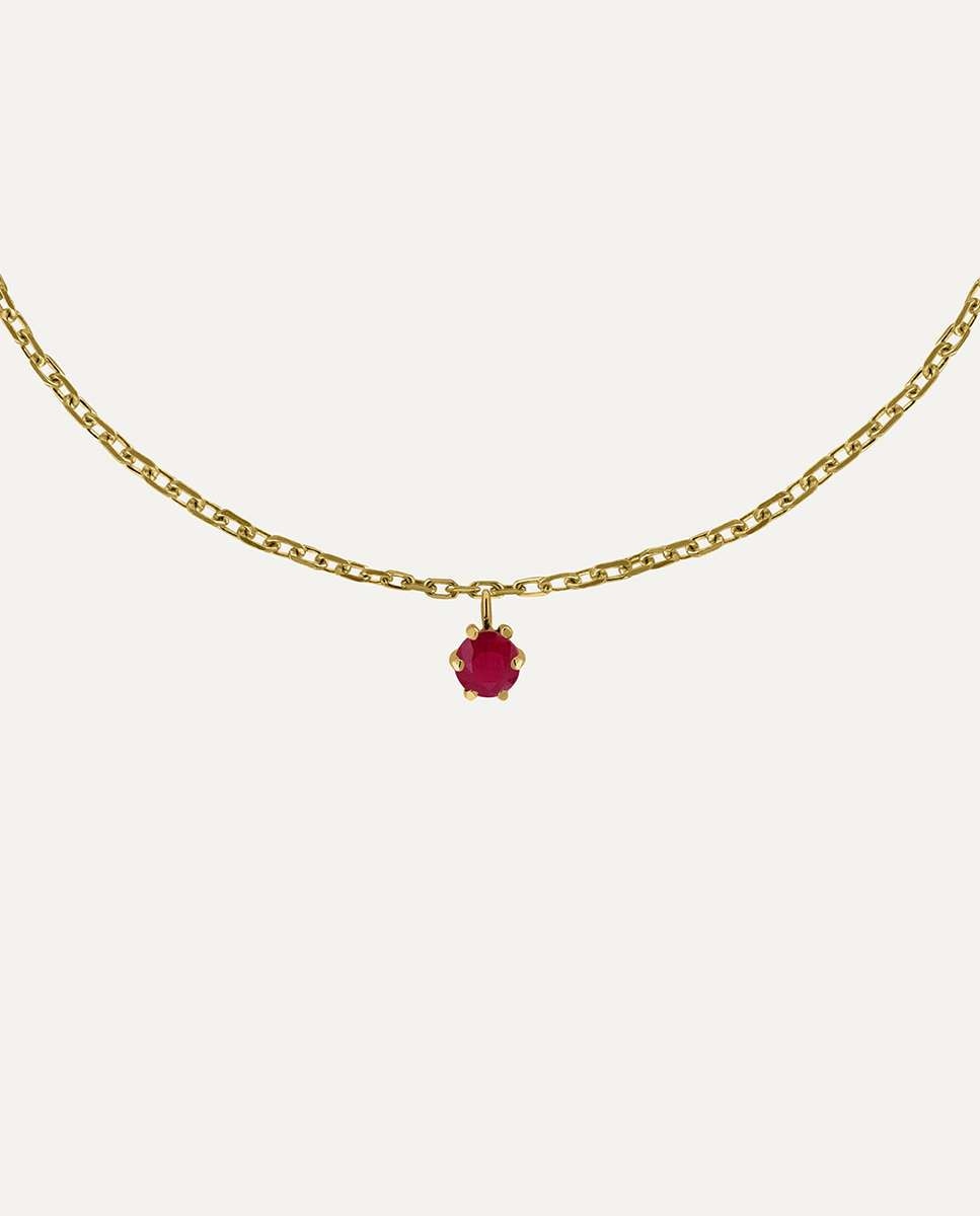Pulsera cadena de oro 9k con garra montada en rubí - Bea Soldado - Rojo Rojo-3