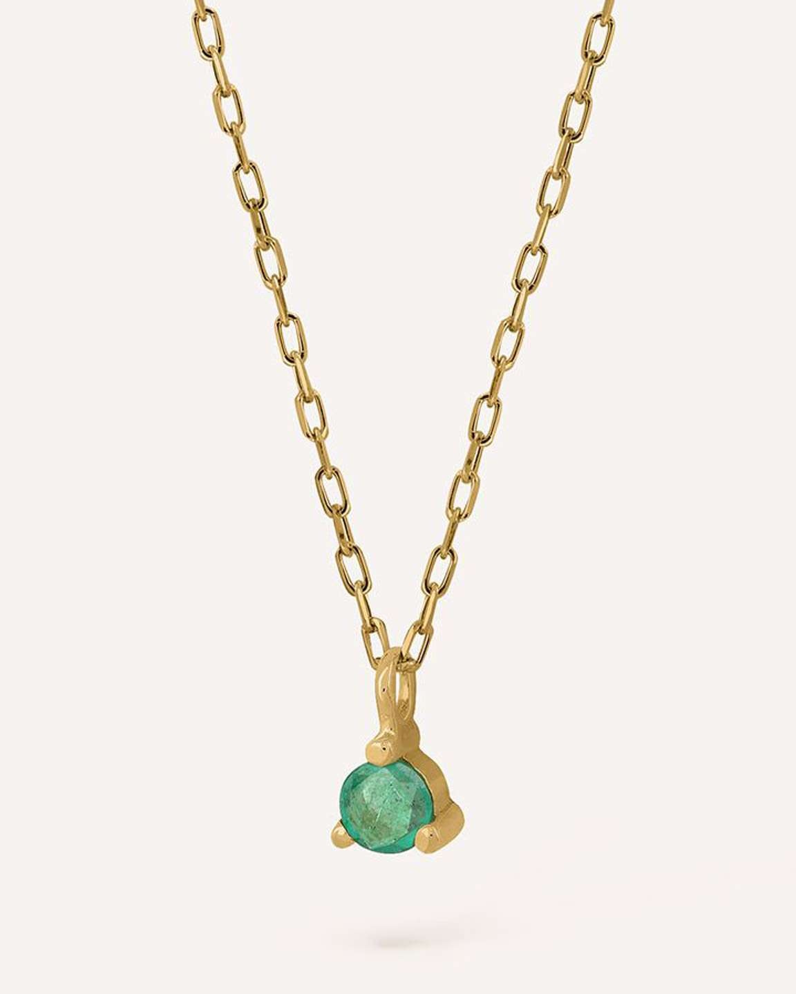 Gargantilla Garra Natural de oro 9K montada en esmeralda - Bea Soldado - Verde Verde-2