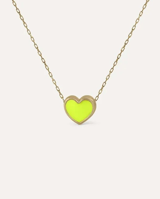 Imagen 0 de Gargantilla corazón esmalte amarillo flúor de oro 9K