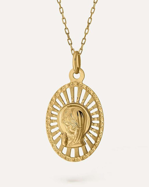 Imagen 0 de Medalla Virgen niña troquelada de oro liso de 9k