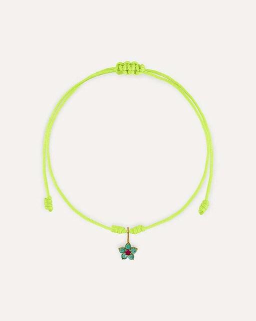 Imagen 0 de Pulsera Natural Flower de oro 9k con esmeralda y rubí
