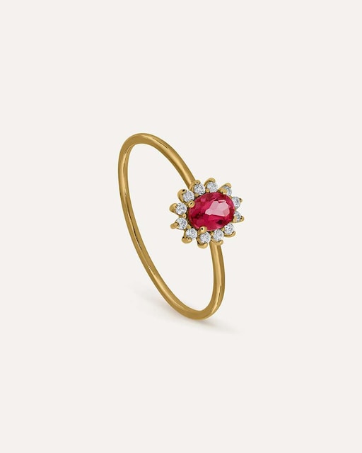 Imagen 0 de Anillo Rosetón mini de oro 9k con topacio rosa y piedras blancas