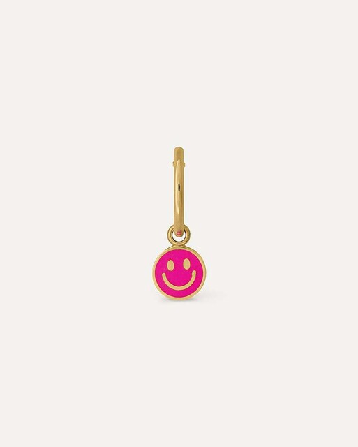 Imagen 0 de Pendiente individual Aro Sonrisa de oro 9k en esmalte rosa