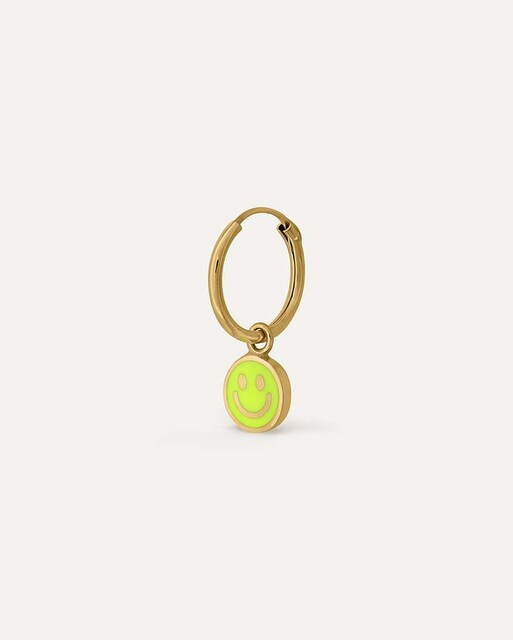 Imagen 0 de Pendiente individual Aro Sonrisa Lemon de oro 9k en esmalte amarillo