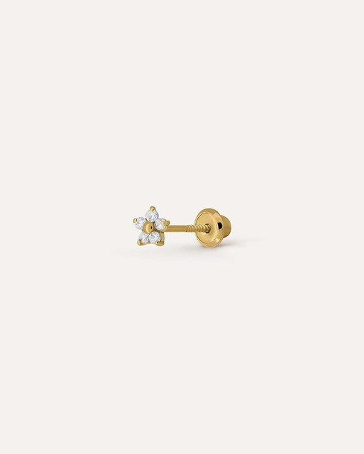 Imagen 0 de Pendiente individual Campanilla Baby de oro 9k montado en piedra blanca