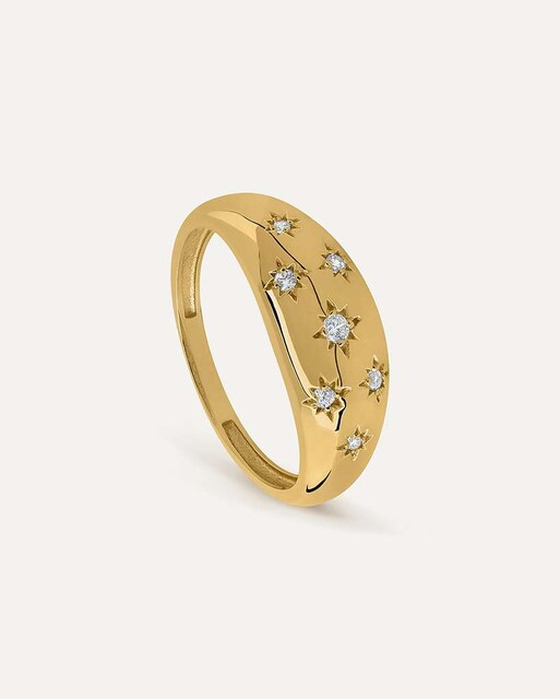 Imagen 0 de Anillo Cosmos de oro 9k montado en piedra blanca