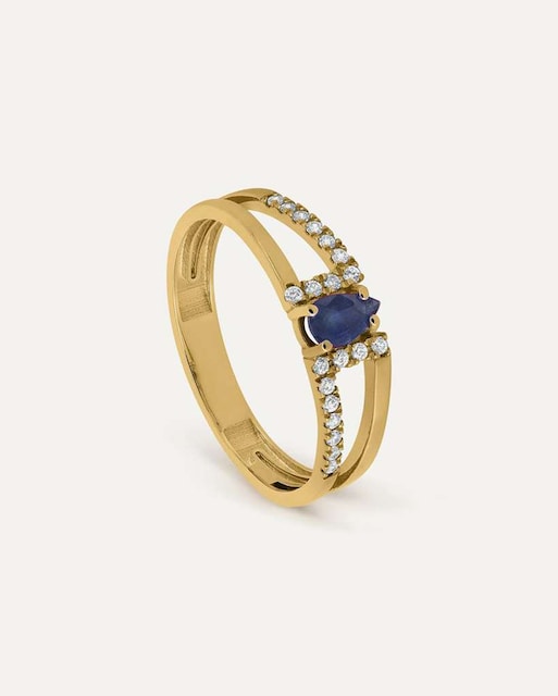 Imagen 0 de Anillo Boreal de oro 9k montado en zafiro y piedra blanca