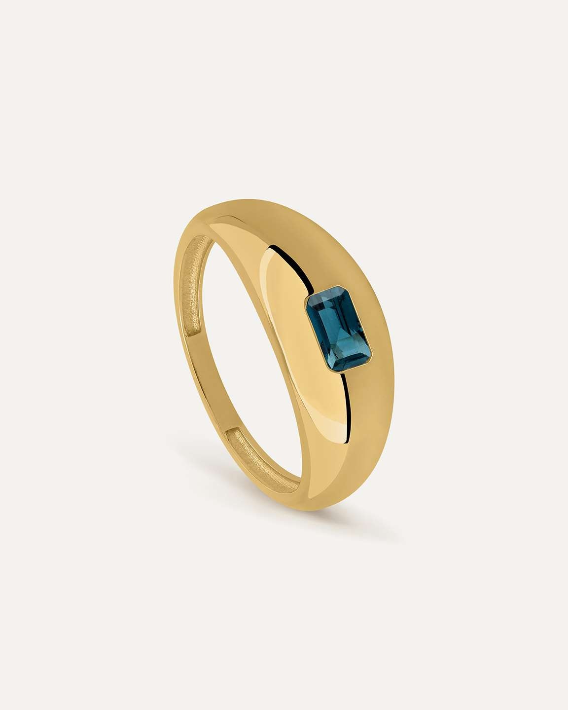 Anillo sello oval de oro 9k montado en rubí - Bea Soldado - Azul Azul-1
