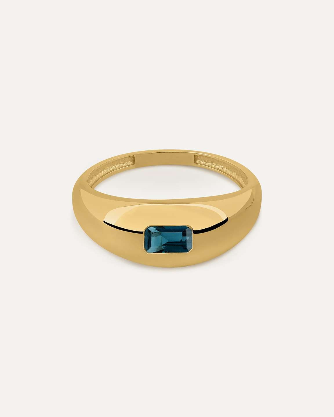 Anillo sello oval de oro 9k montado en rubí - Bea Soldado - Azul Azul-3