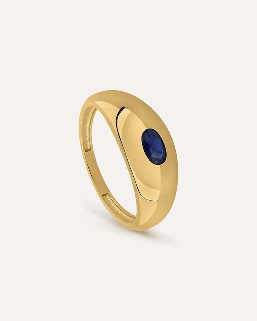 Imagen 0 de Anillo Signet Oval de oro 9k montado en zafiro