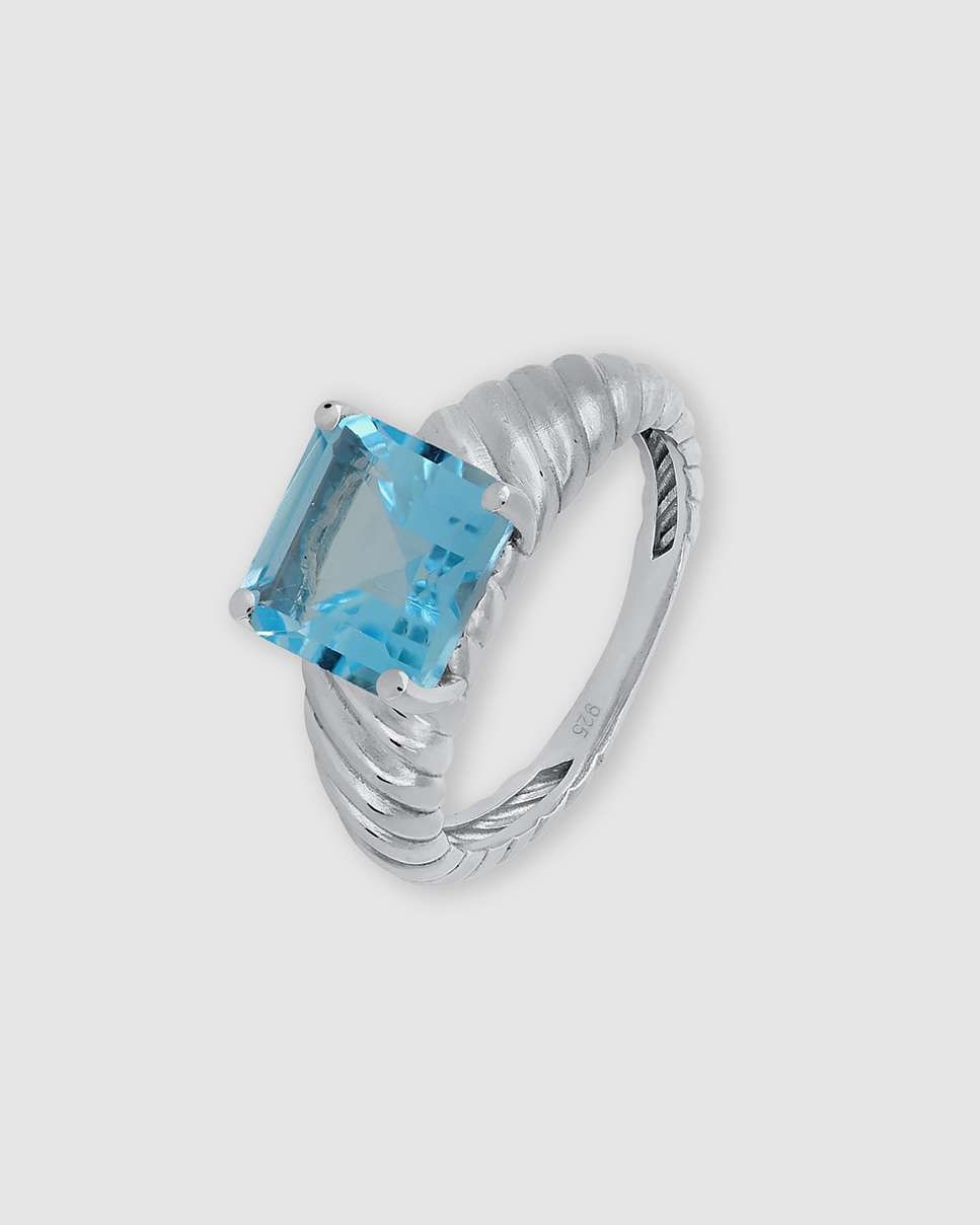 Imagen 0 de Anillo amazonas de plata montado en topacio azul Azul