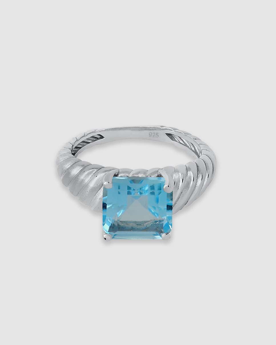 Anillo amazonas de plata montado en topacio - Bea Soldado - Azul Azul-3