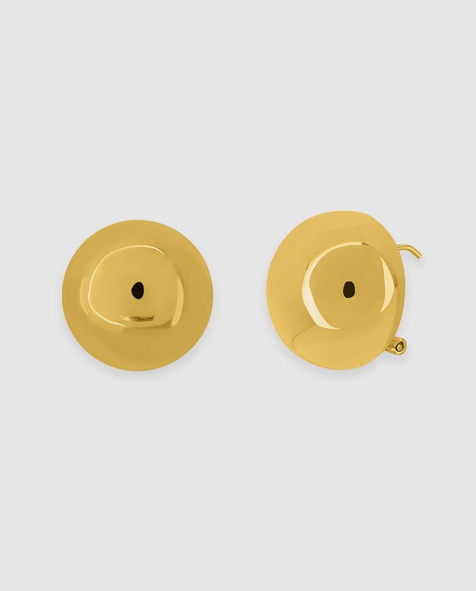 Pendientes grandes bola big de plata bañada en oro de 18k - Bea Soldado - Dorado Dorado-2