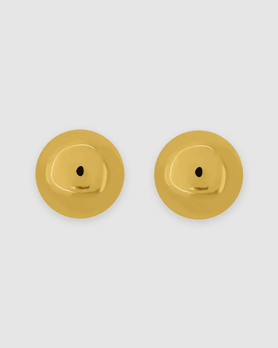 Pendientes grandes bola big de plata bañada en oro de 18k - Bea Soldado - Dorado Dorado-3