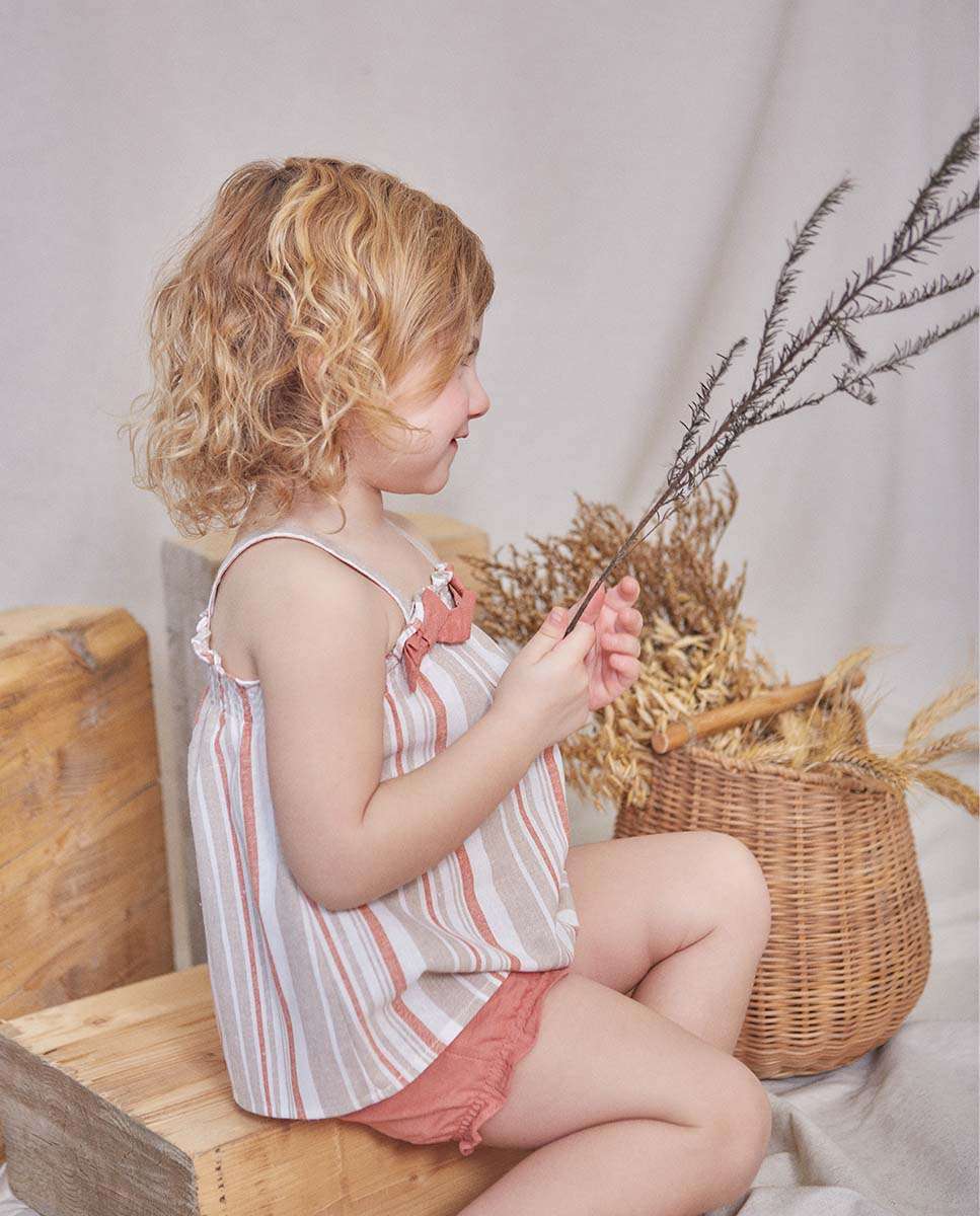 Conjunto de bebé de Jesusito con estampado de rayas y pololo a juego - Dadati - Coral Coral-2