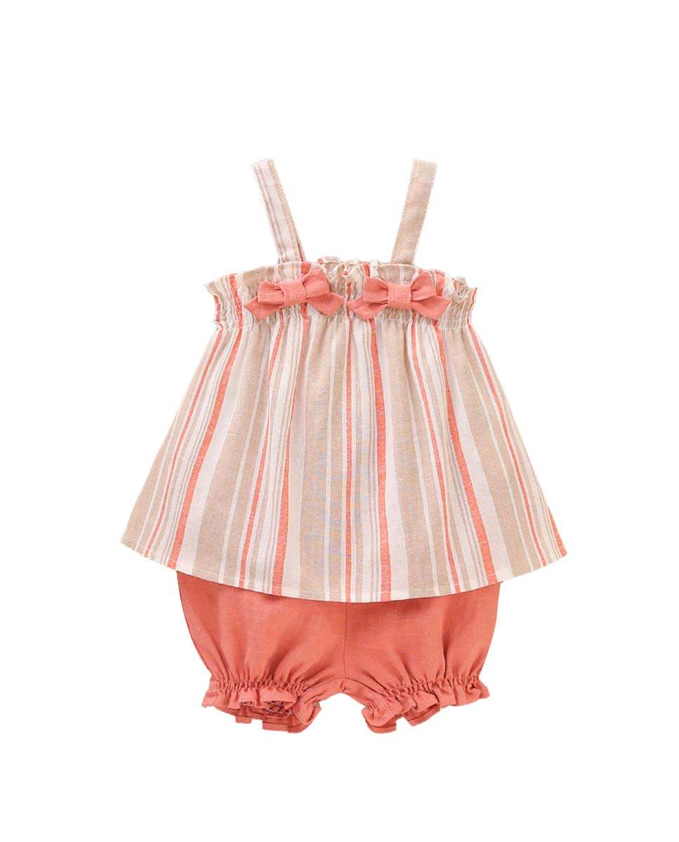 Conjunto de bebé de Jesusito con estampado de rayas y pololo a juego - Dadati - Coral Coral-5