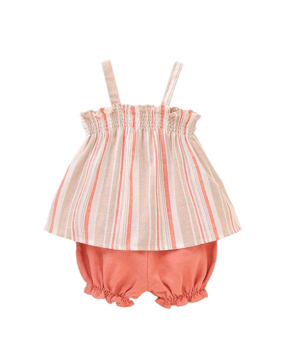 Conjunto de bebé de Jesusito con estampado de rayas y pololo a juego - Dadati - Coral Coral-4